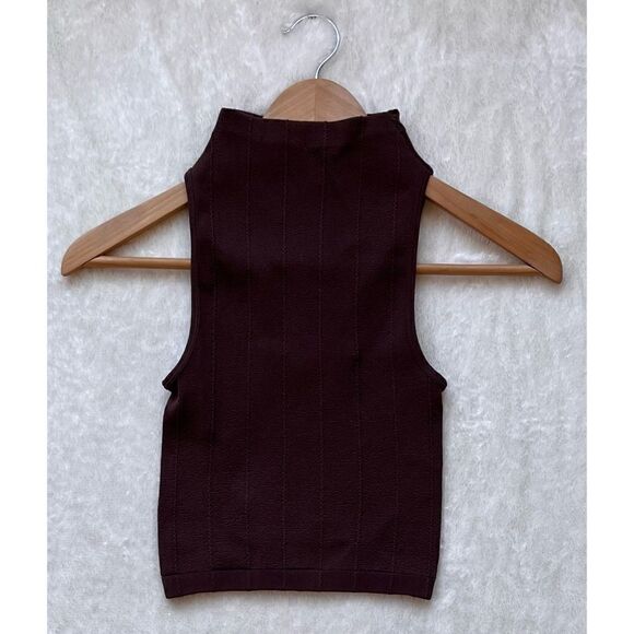 NWT Zara Brown Seamless Creased Limitless Contour Collection Sleeveless Crop Top - Picture 13 of 16